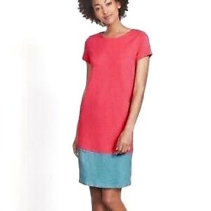 Boden slub colorblock sheath t-shirt dress‎ pink coral blue 10 regular